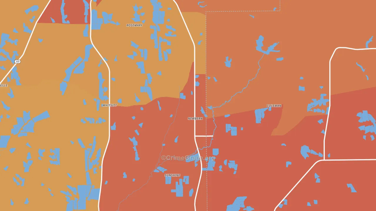 Newbern, AL Map of Assault Rates