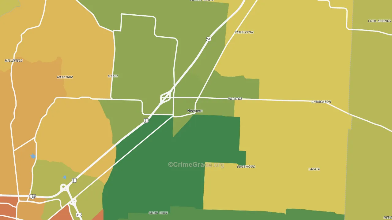 Newbern, TN Map of Assault Rates