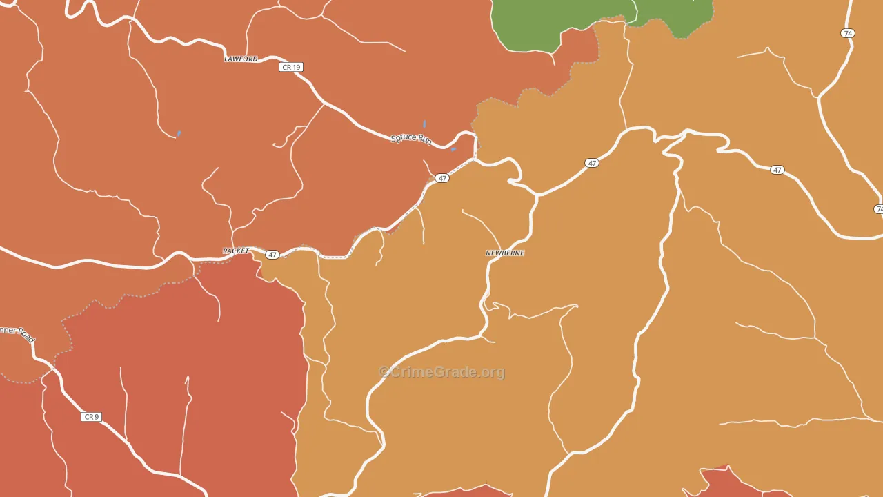 Newberne, WV Map of Assault Rates
