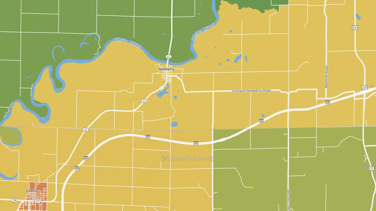 Newberry, IN Map of Assault Rates