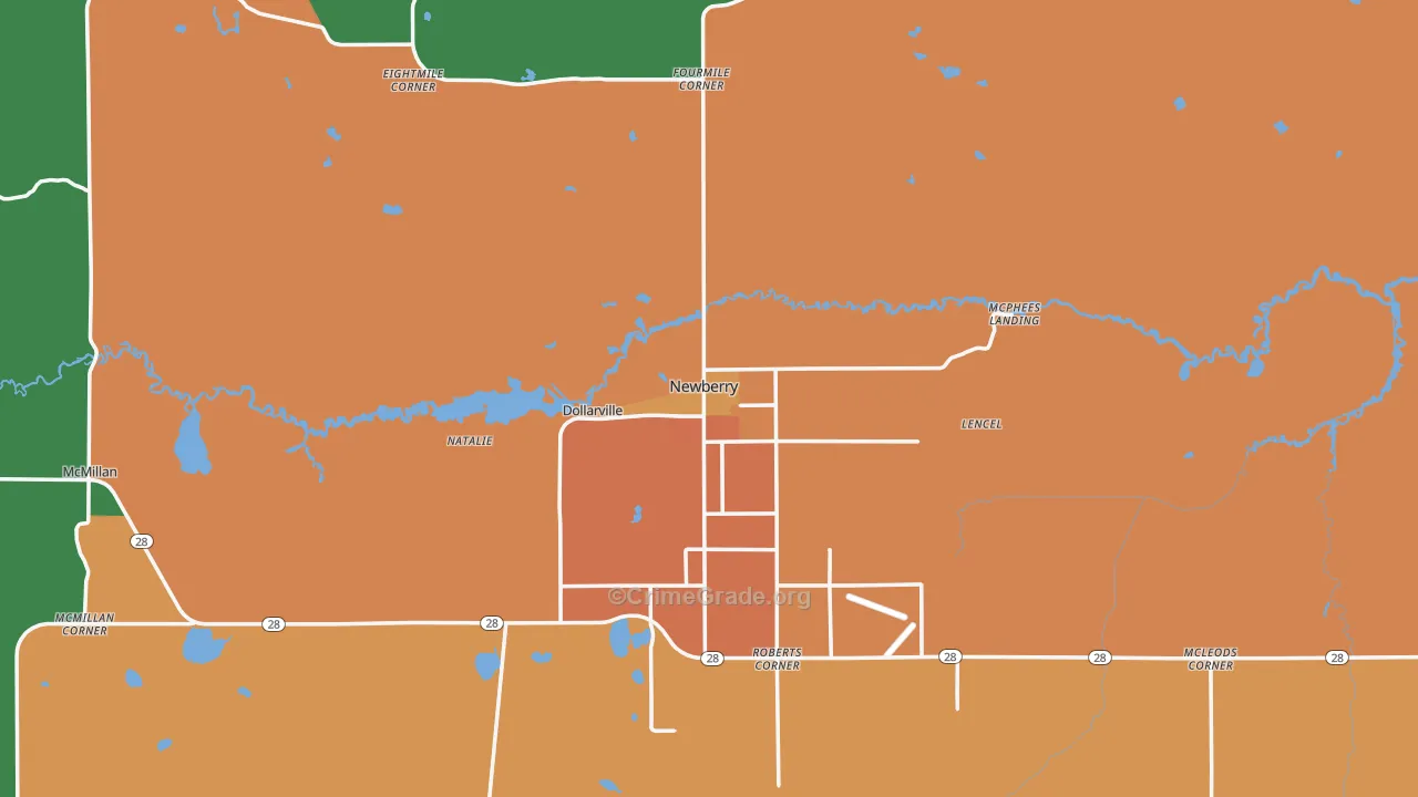 Newberry, MI Map of Assault Rates