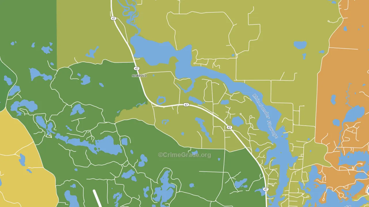 Newbold, WI Map of Assault Rates