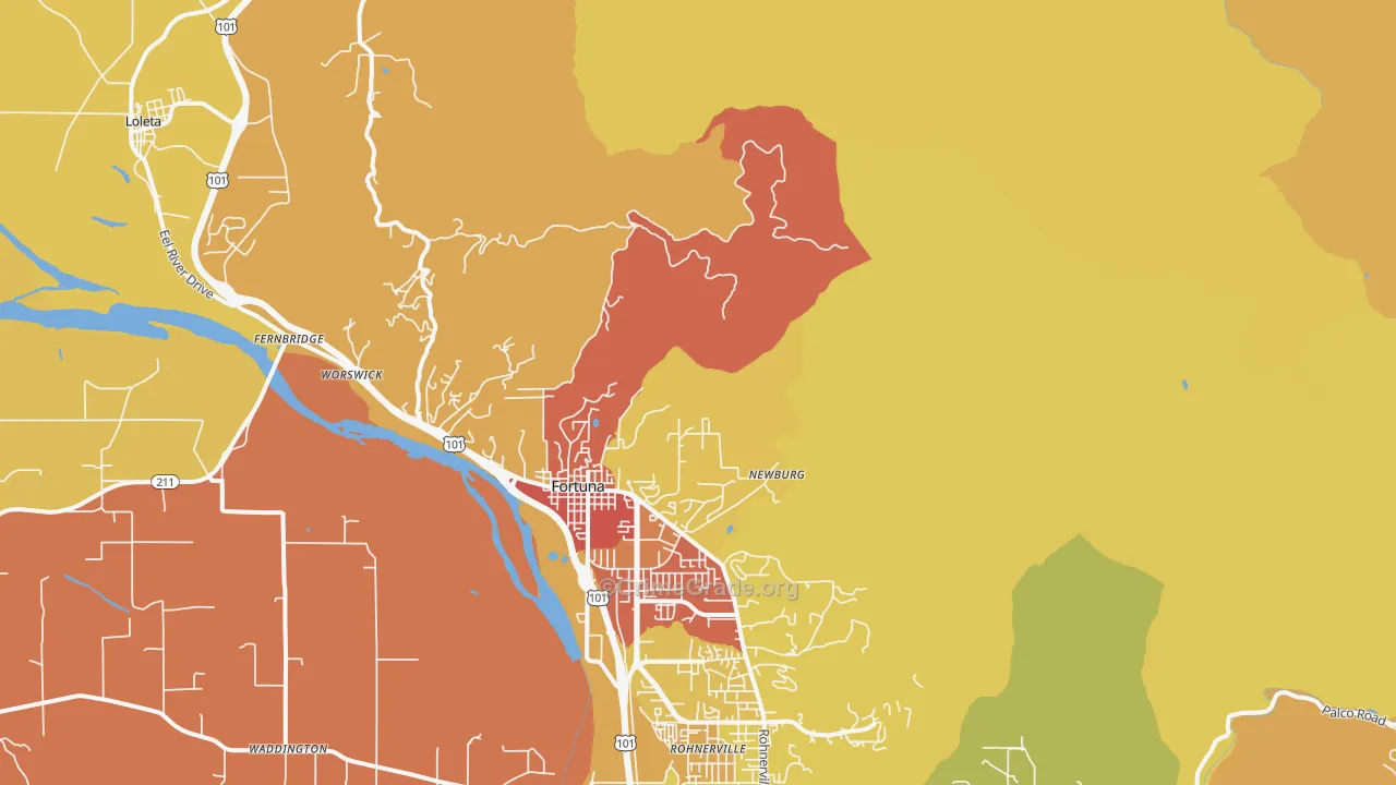 Newburg, CA Map of Assault Rates