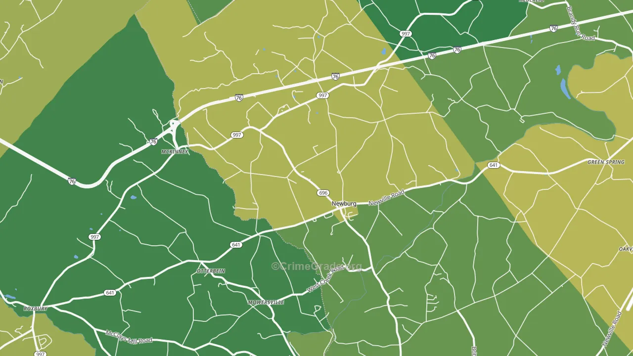 Newburg, PA Map of Assault Rates