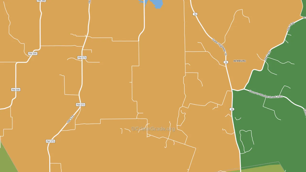 Newburg, TX Map of Assault Rates