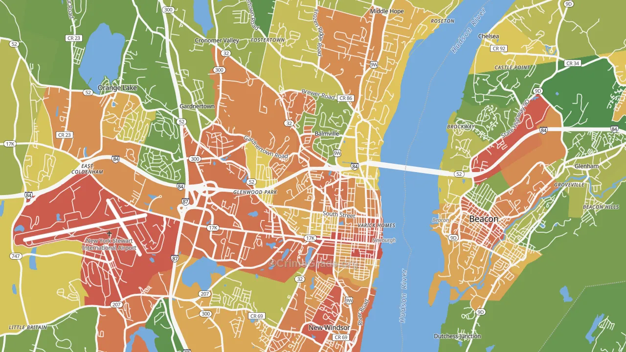 Newburgh, NY Map of Assault Rates