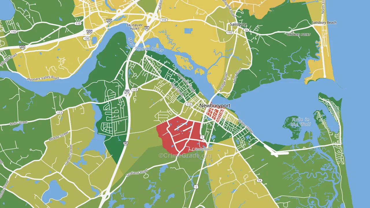 Newburyport, MA Map of Assault Rates