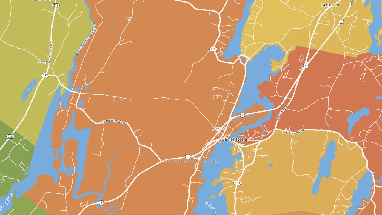 Newcastle, ME Map of Assault Rates
