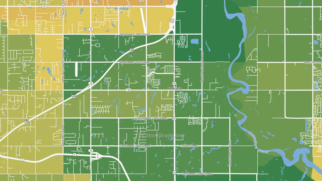 Newcastle, OK Map of Assault Rates