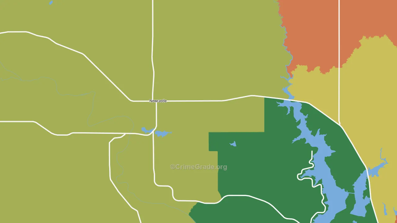 Newcastle, TX Map of Assault Rates