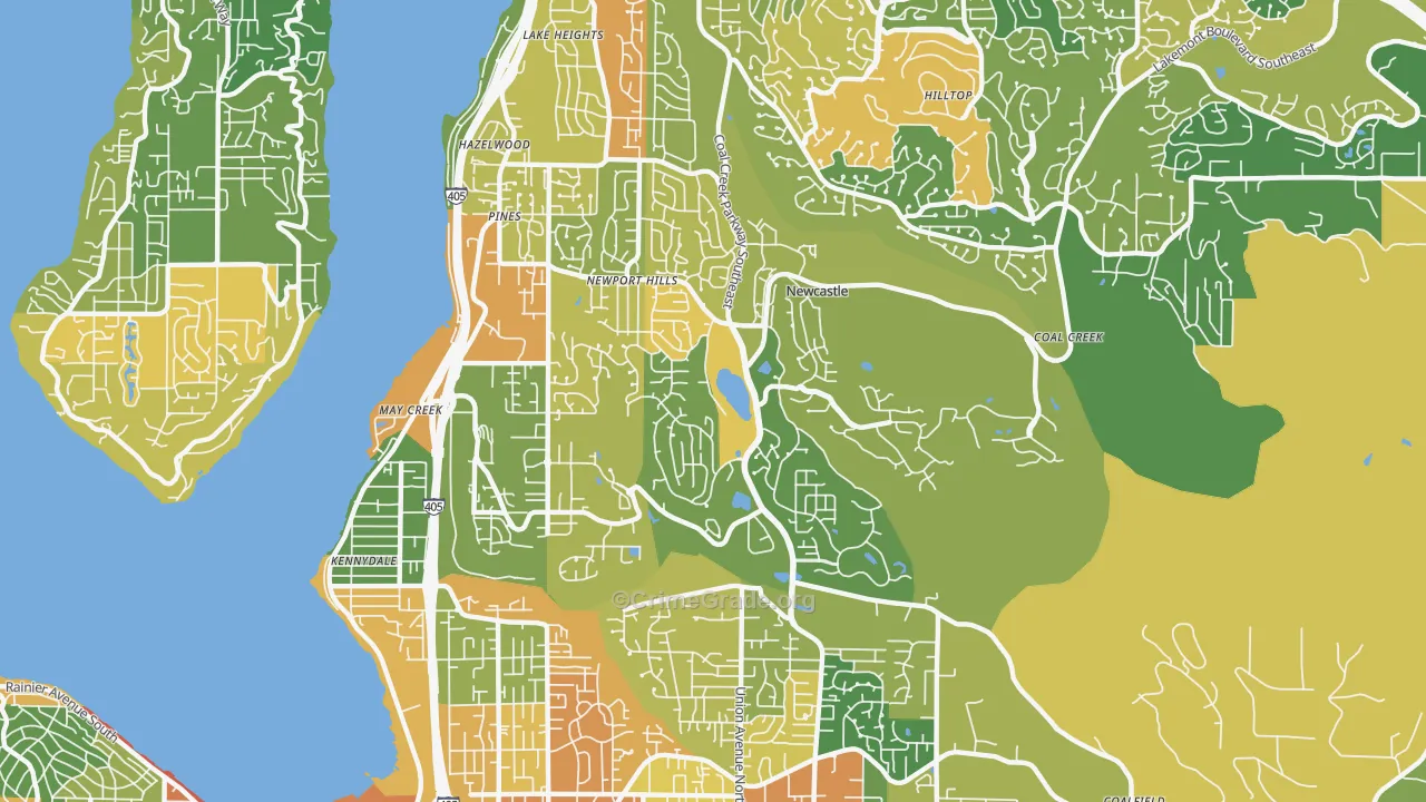 Newcastle, WA Map of Assault Rates