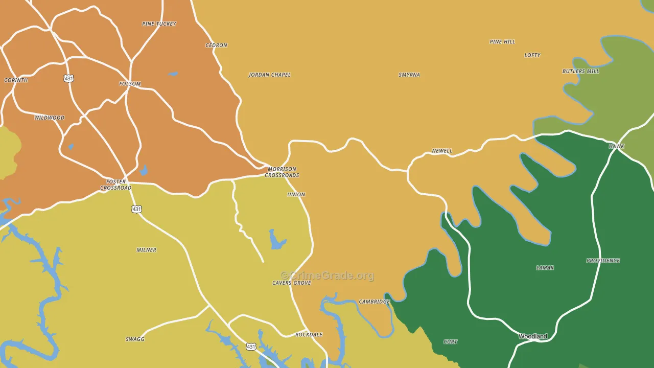 Newell, AL Map of Assault Rates