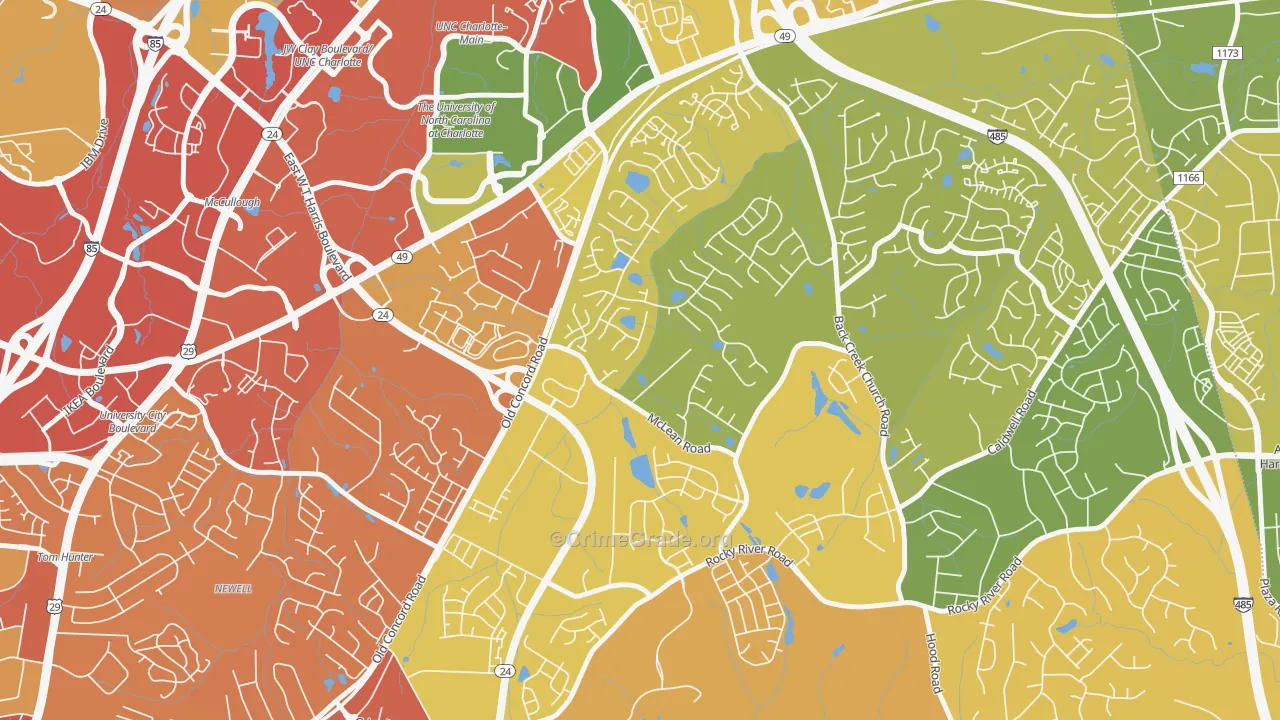 Newell, Charlotte, NC Map of Assault Rates