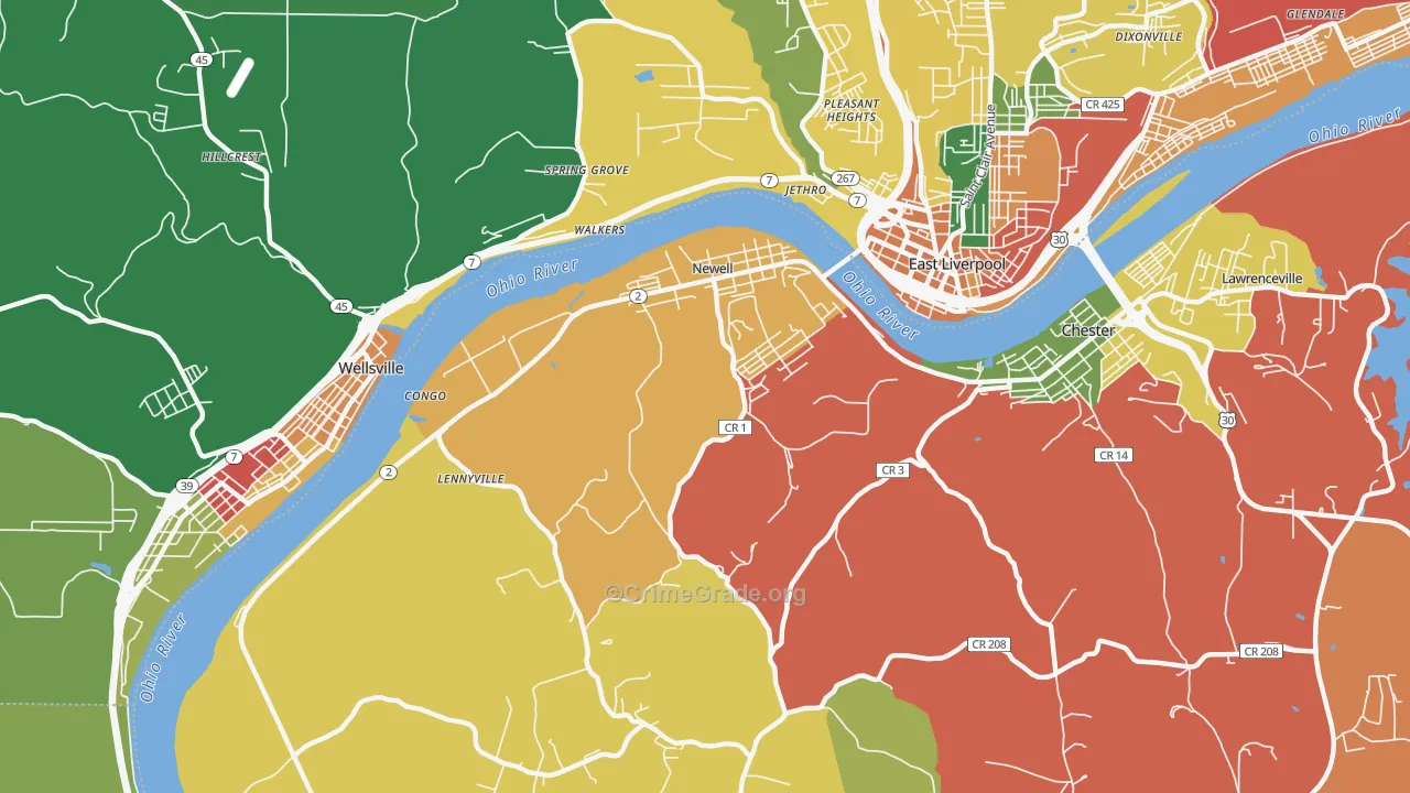 Newell, WV Map of Assault Rates