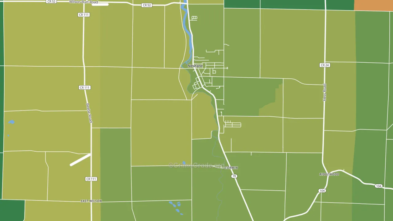 Newfane, NY Map of Assault Rates