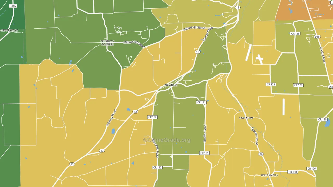 Newfield, NY Map of Assault Rates