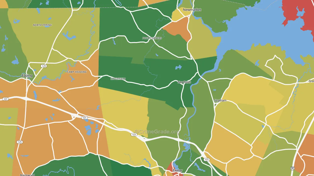 Newfields, NH Map of Assault Rates