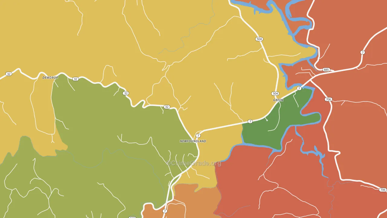 Newfoundland, KY Map of Assault Rates
