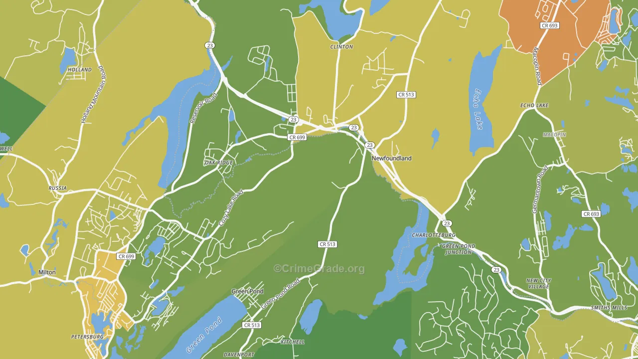 Newfoundland, NJ Map of Assault Rates