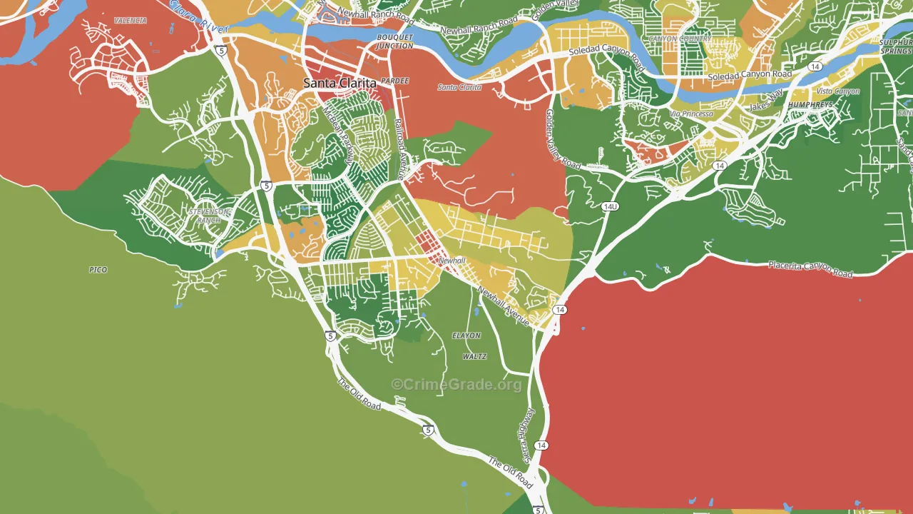 Newhall, CA Map of Assault Rates