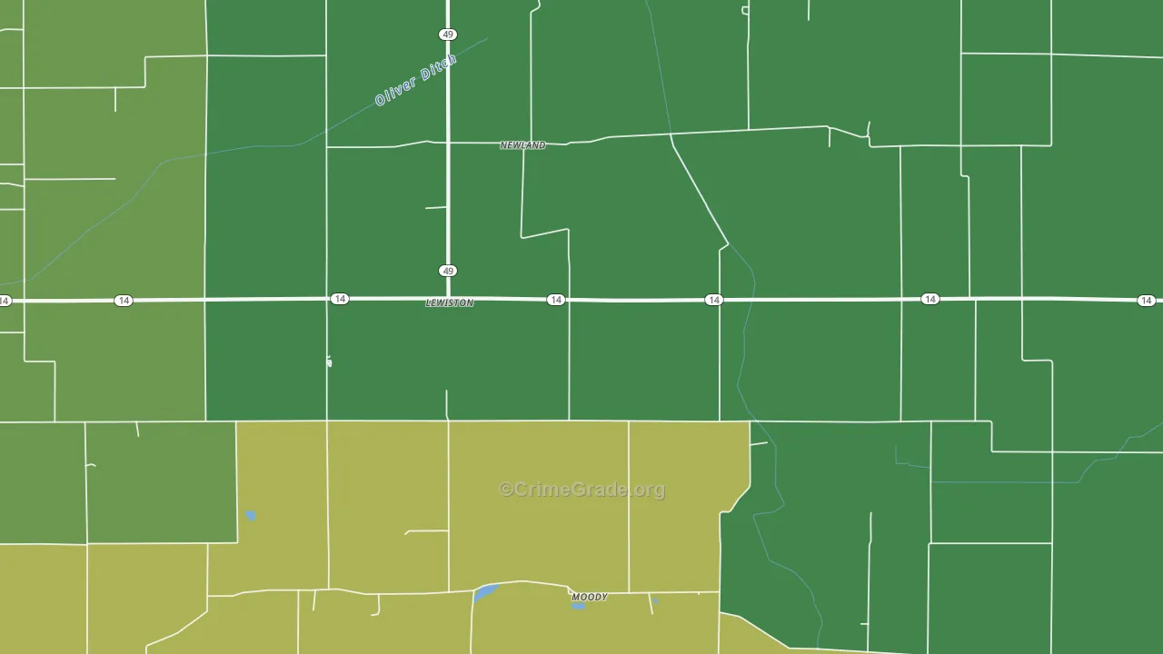Newland, IN Map of Assault Rates