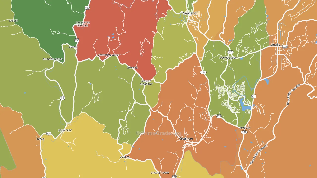 Newland, NC Map of Assault Rates