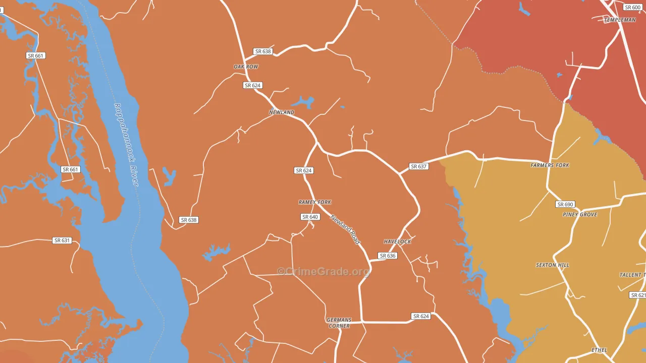 Newland, VA Map of Assault Rates