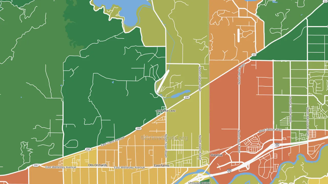 Newman Lake, WA Map of Assault Rates