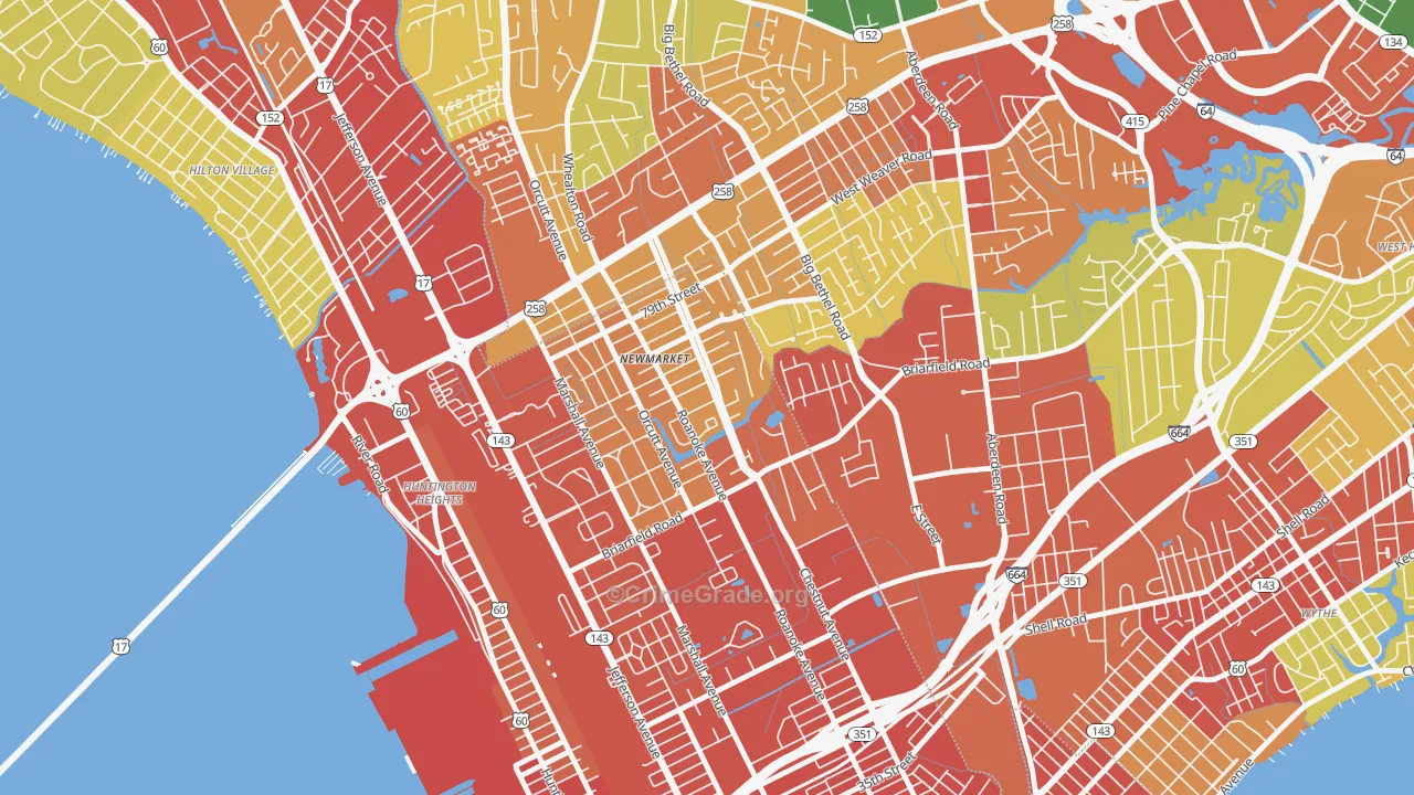 Newmarket South, Newport News, VA Map of Assault Rates