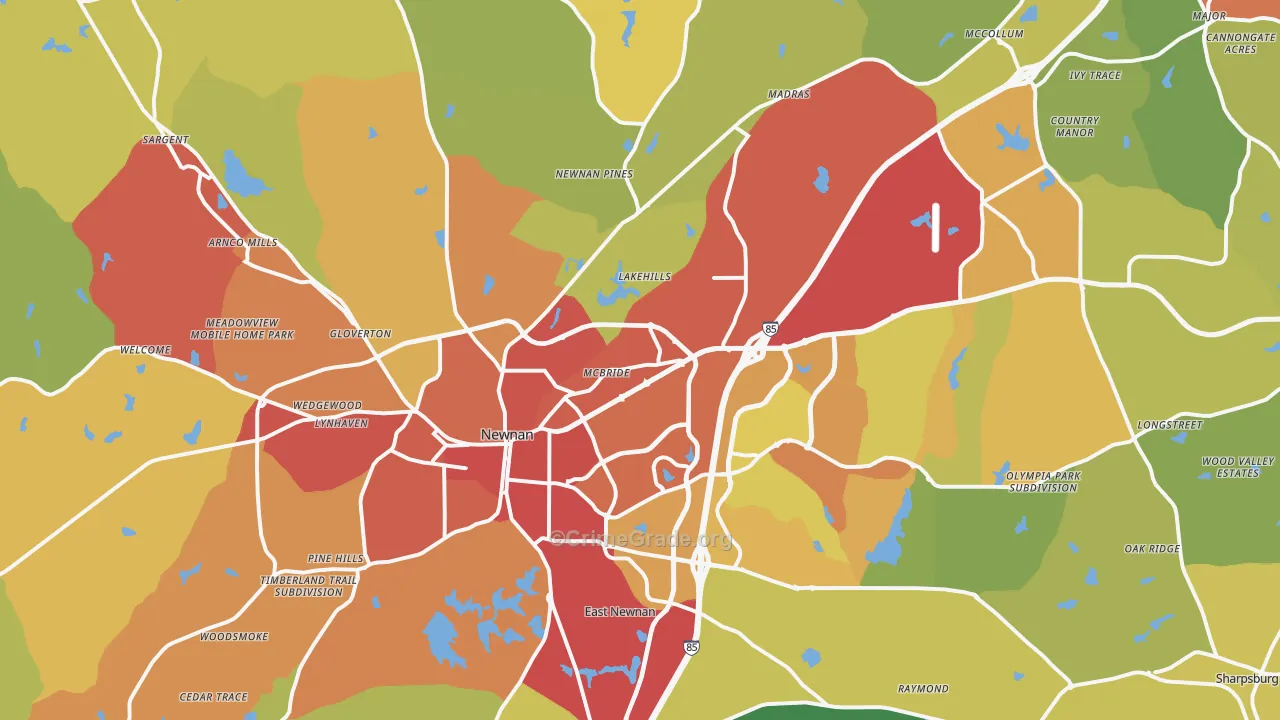 Newnan, GA Map of Assault Rates