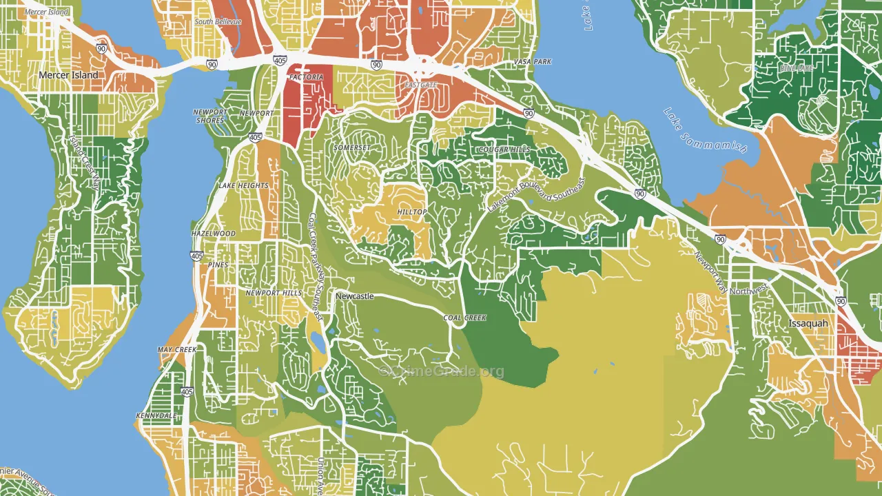 Newport, Bellevue, WA Map of Assault Rates