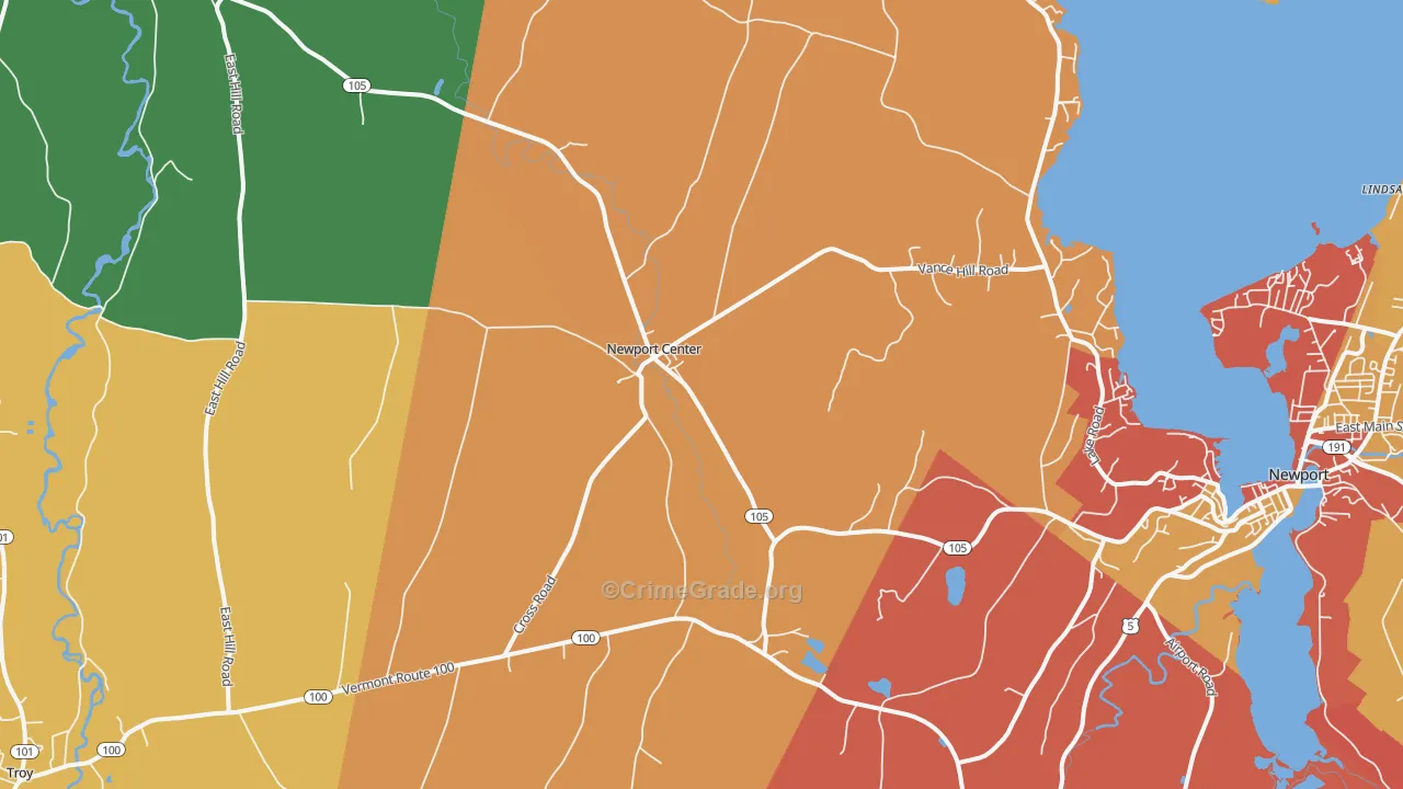 Newport Center, VT Map of Assault Rates