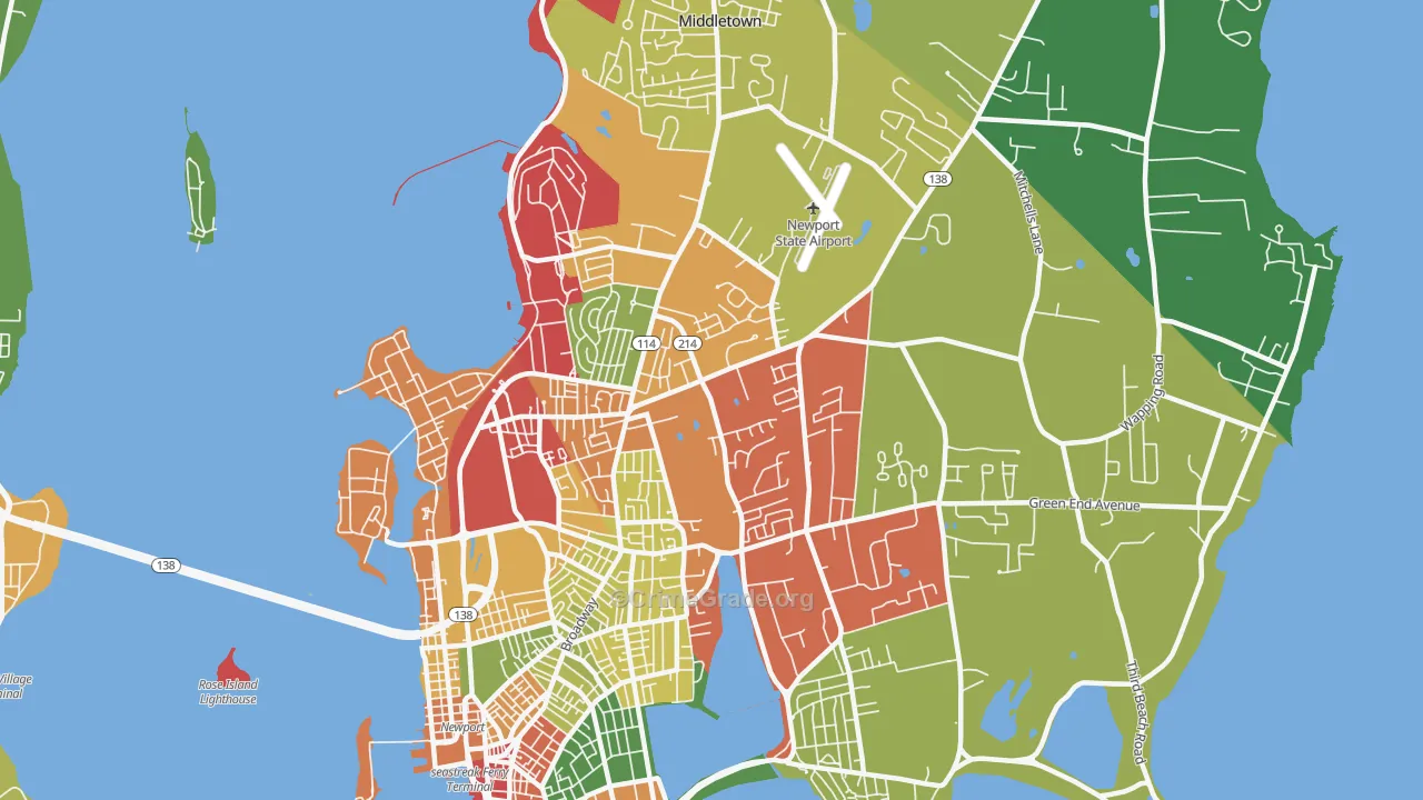 Newport East, RI Map of Assault Rates