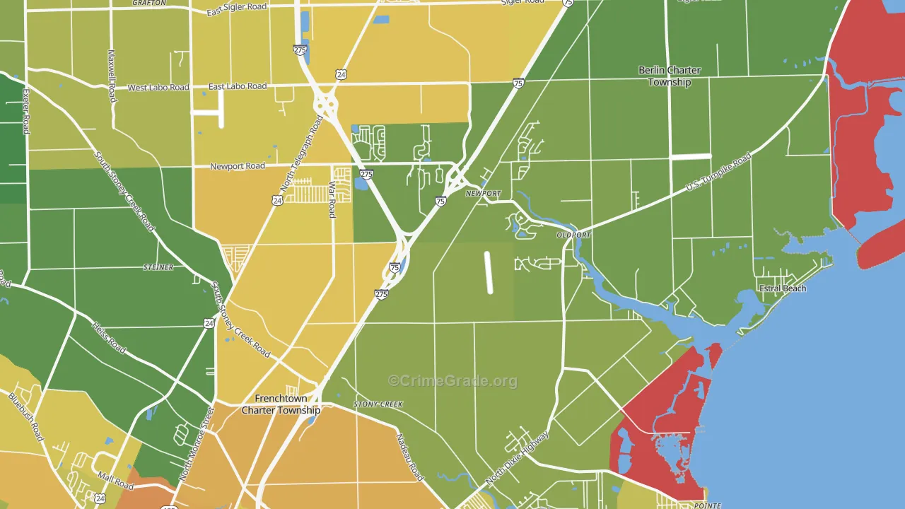 Newport, MI Map of Assault Rates