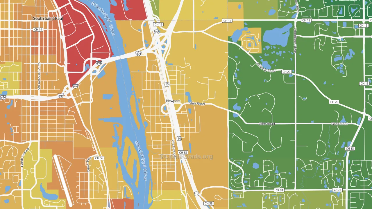 Newport, MN Map of Assault Rates