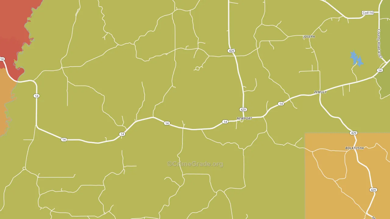 Newport, MS Map of Assault Rates