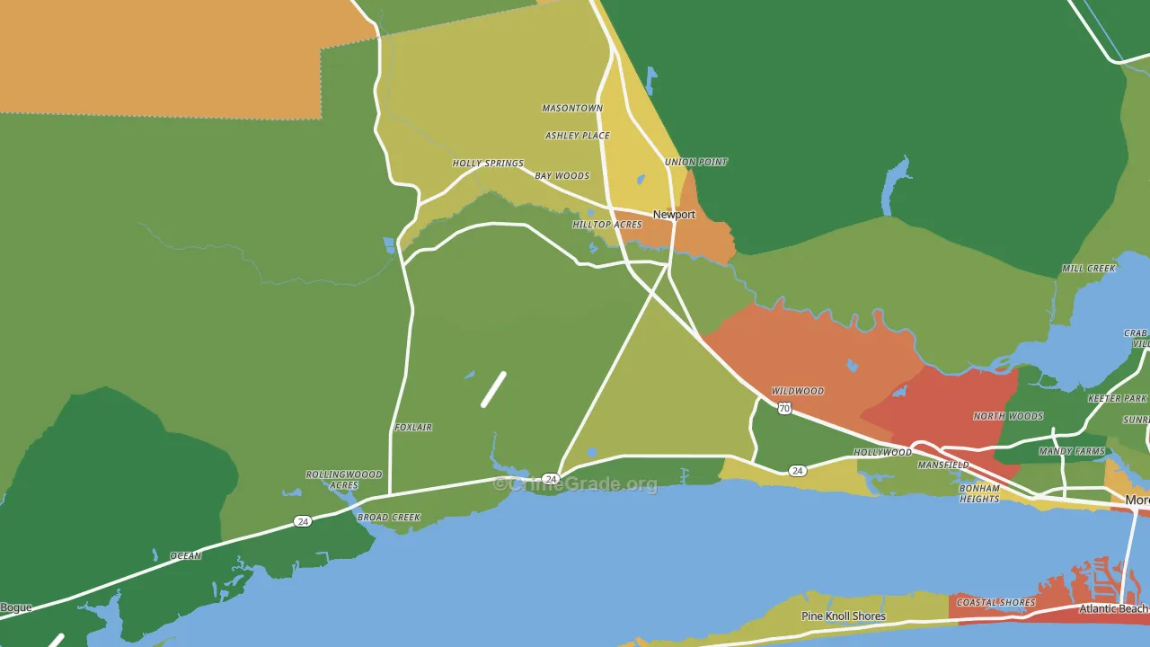 Newport, NC Map of Assault Rates