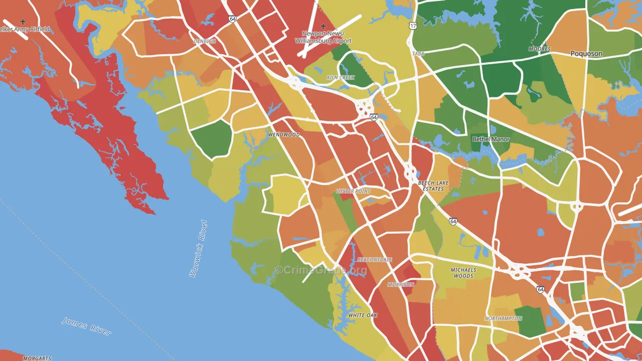 Newport News, VA Map of Assault Rates