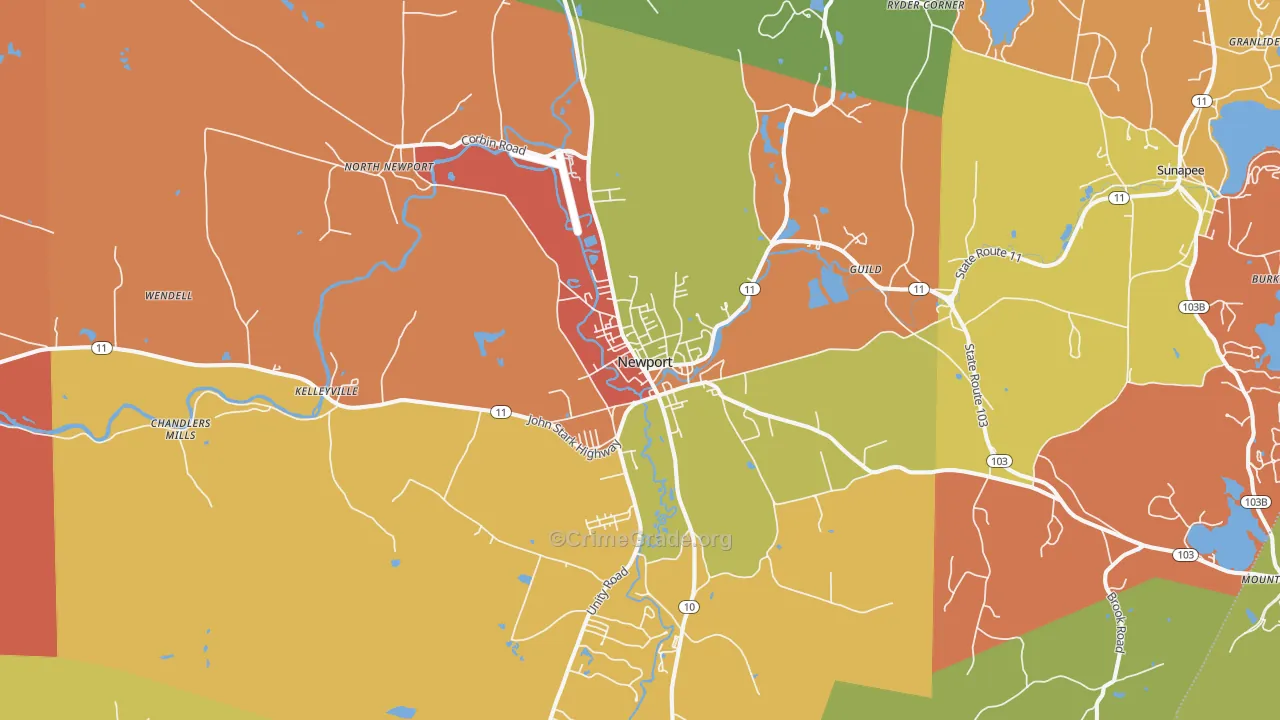 Newport, NH Map of Assault Rates
