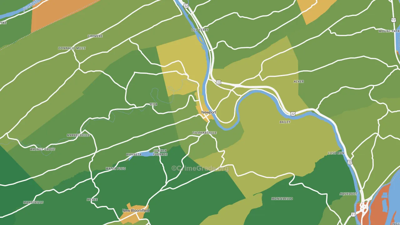 Newport, PA Map of Assault Rates