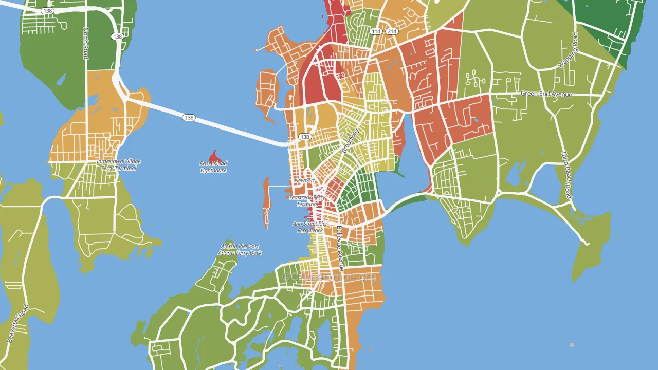 Newport, RI Map of Assault Rates