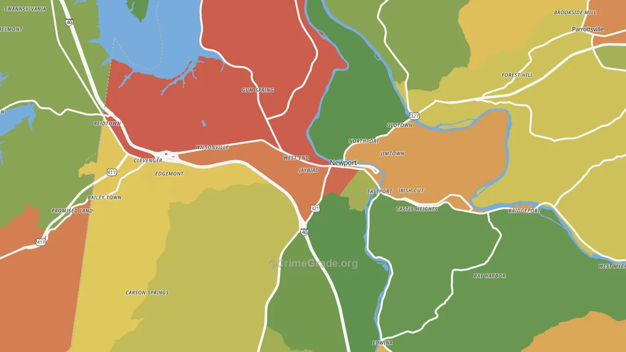 Newport, TN Map of Assault Rates