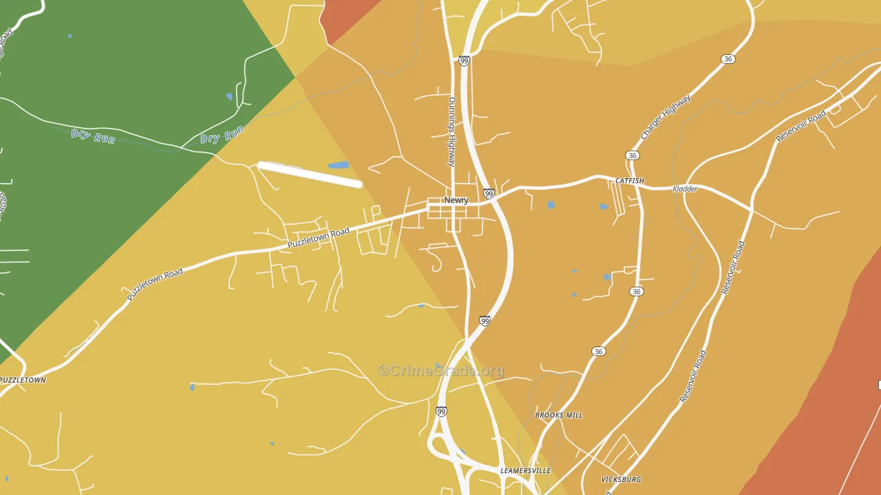 Newry, PA Map of Assault Rates