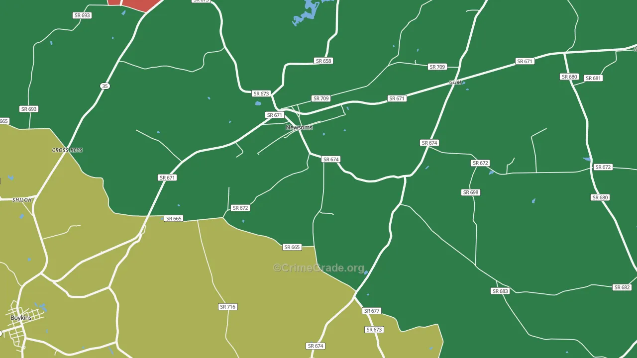 Newsoms, VA Map of Assault Rates