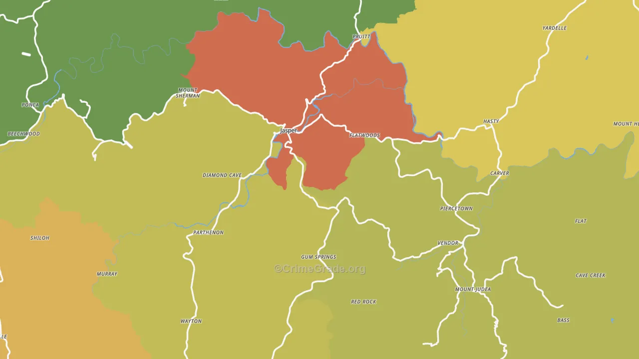 Newton County, AR Map of Assault Rates