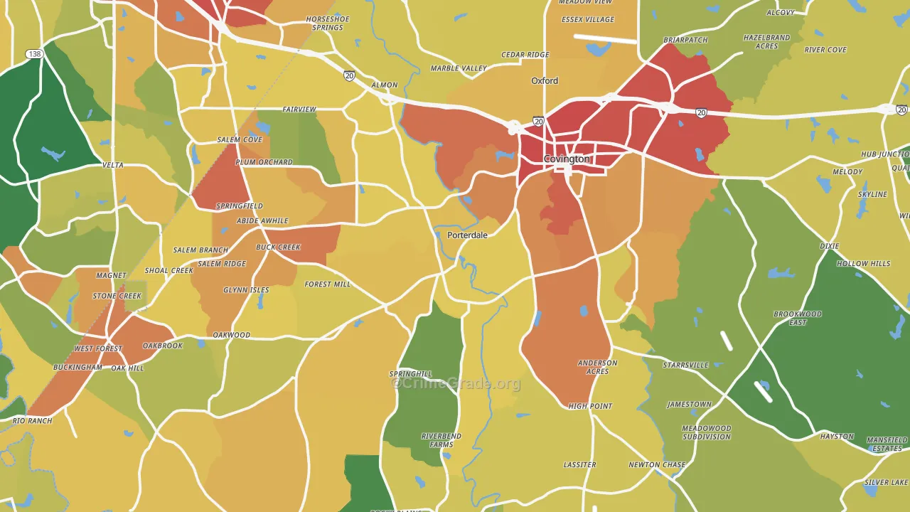 Newton County, GA Map of Assault Rates