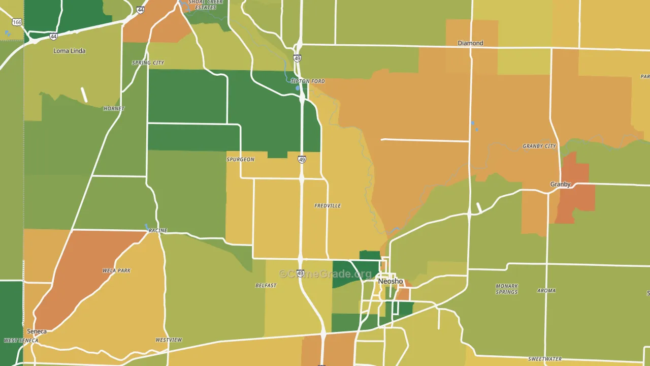 Newton County, MO Map of Assault Rates