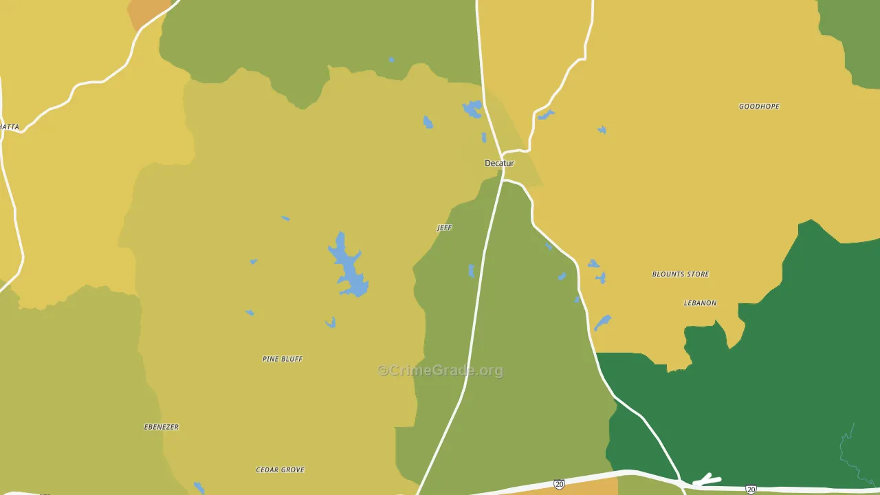 Newton County, MS Map of Assault Rates