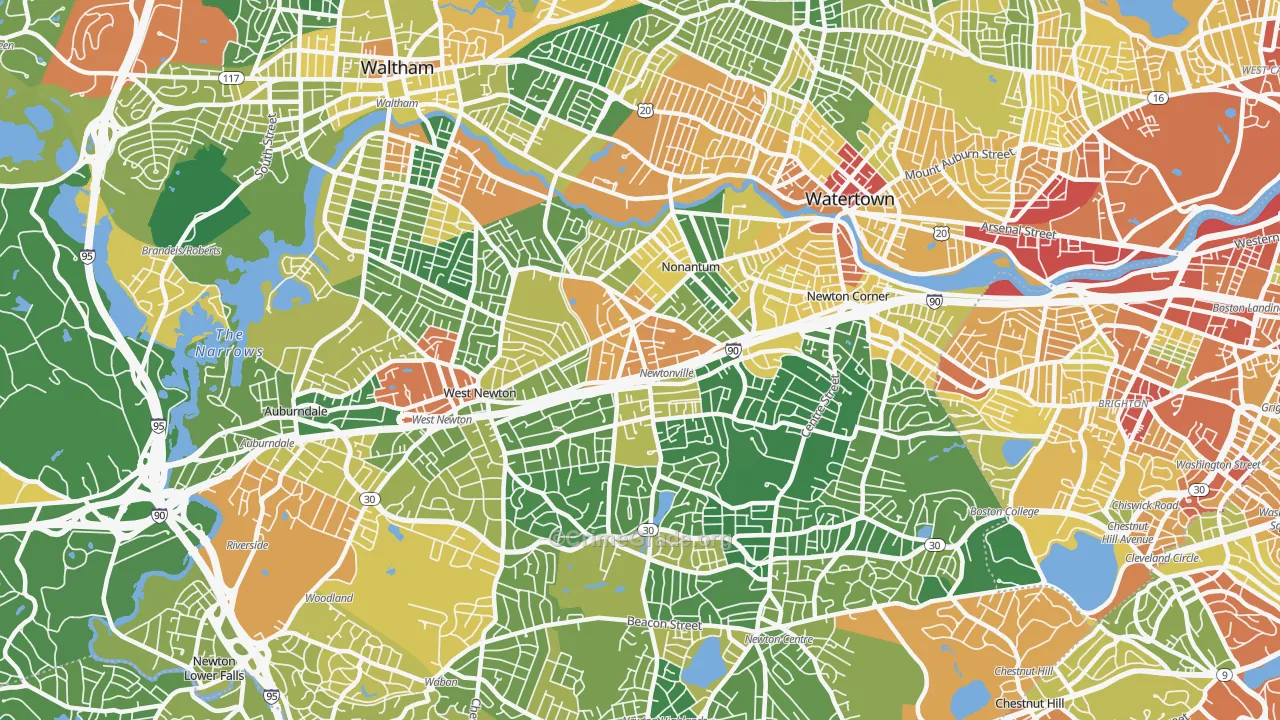 Newton, MA Map of Assault Rates