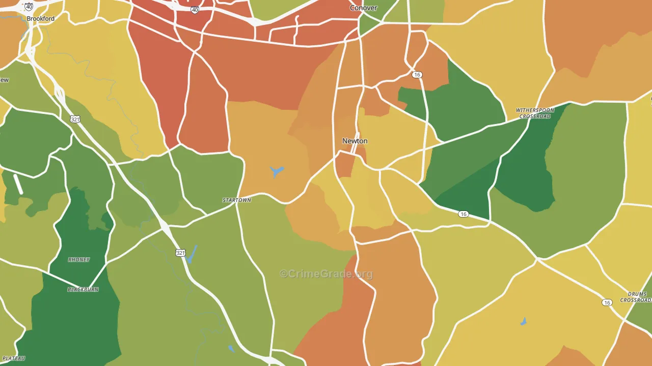 Newton, NC Map of Assault Rates